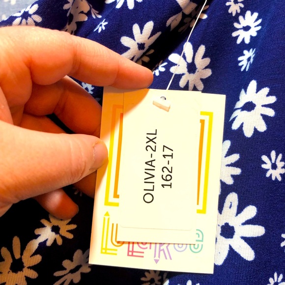 LuLaRoe Olivia Skirt Blue White Floral 2XL NWT - Host Pick - Picture 8 of 9